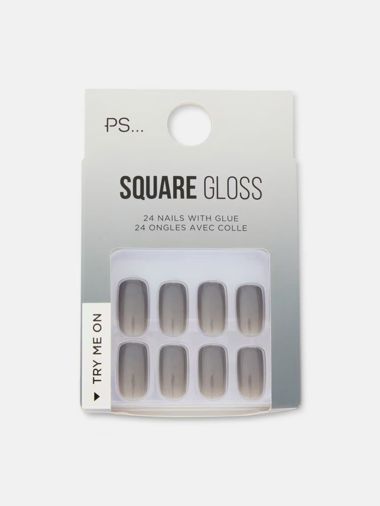 Square Gloss Nails - Grey