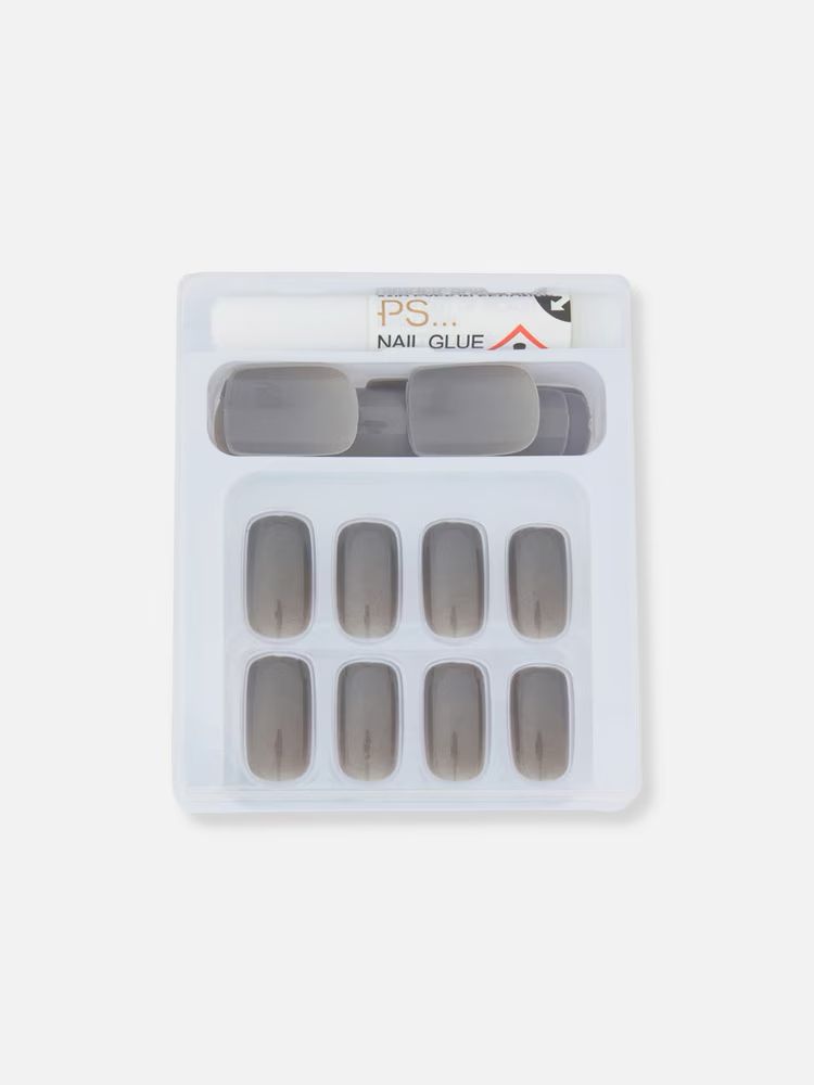 Square Gloss Nails - Grey