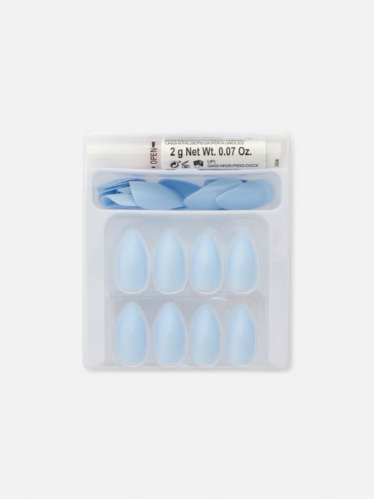 Pointed Gloss False Nails - Blue