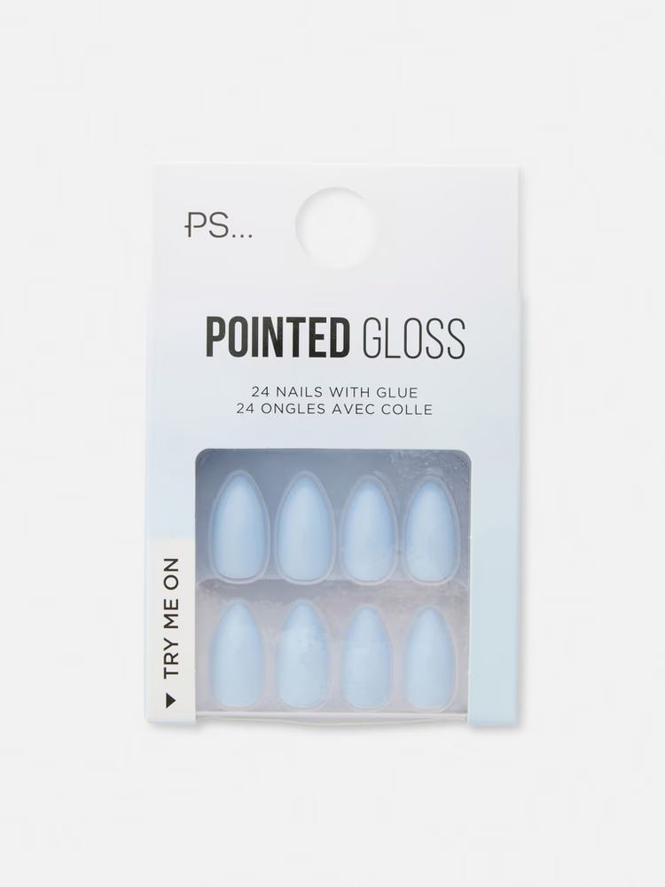 Pointed Gloss False Nails - Blue